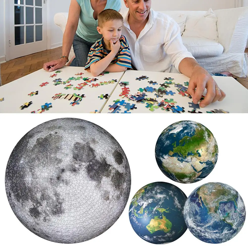 

1000Pcs/Set Round Moon Earth Australia Europe Puzzle Ability Training Smooth Decompression Toy Puzzle for Adults Kids