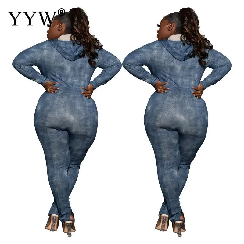 

Sexy Bodycon Plus Size 5XL Fitness Sexy Bodycon Rompers Womens Jumpsuit Winter Blue Slim Long Sleeve Turtleneck Zip Up Jumpsuit
