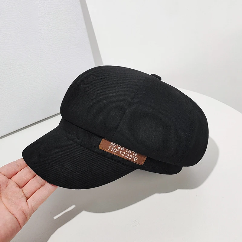 

British Newsboy Caps Solid Color Women Casual Beret Hats Cotton Korean Octagonal Hats Cool Street Brim Hat Berets Outdoor Boinas