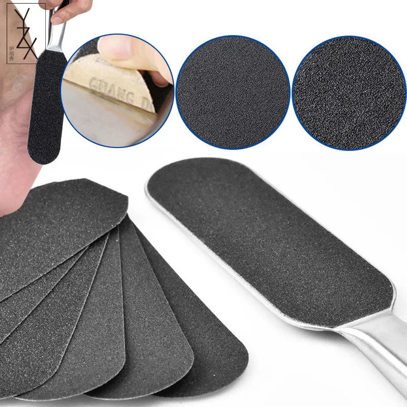 

YZX Stainless Steel Handle Double Sided Foot Care Rasp Tool Kit Feet File Callus Remover Pedicure+10Pcs Refill Grits Sand Paper