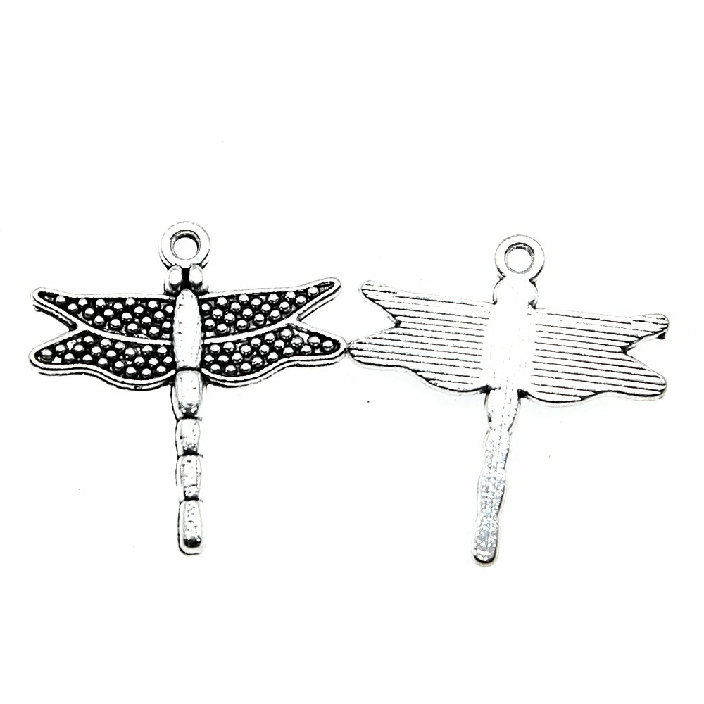 

Charms For Jewelry Making 10pcs Dragonfly Charms 25x24mm Antique Silver Planted