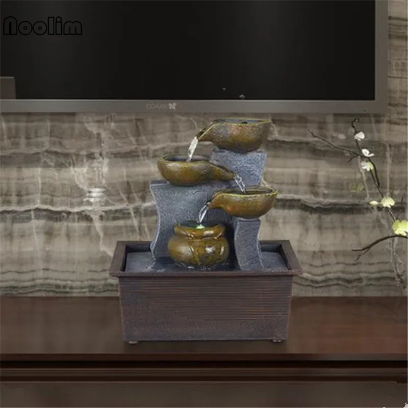 Resin Indoor Lucky Desktop Water Fountain Small Ornaments Humidifier Feng Shui Waterscape Wheel Home Decoration Wedding Gifts | Дом и сад
