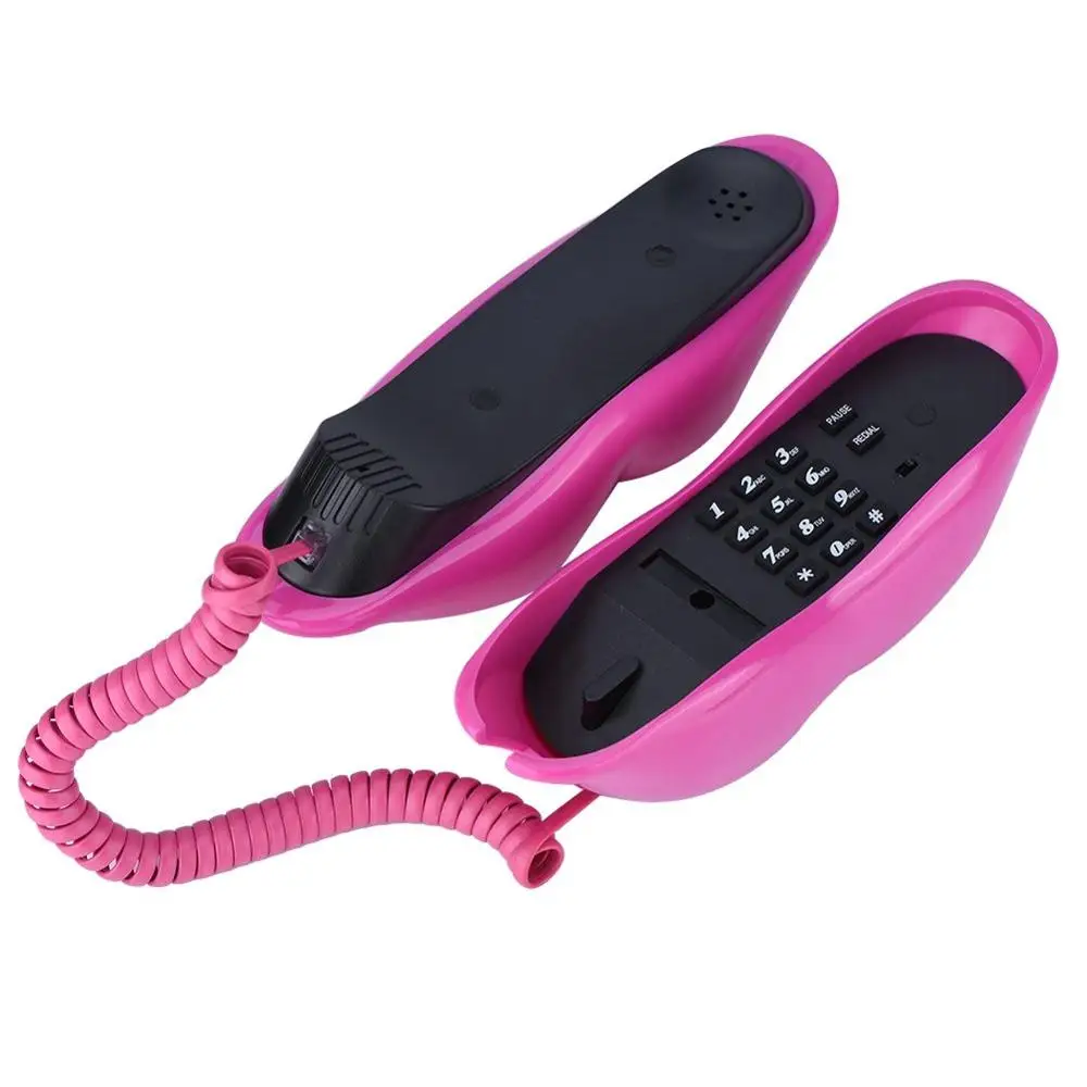 lips telephone cute red mouth shape lip phone corded landline phones for home and office decor pink role play telephone gift free global shipping