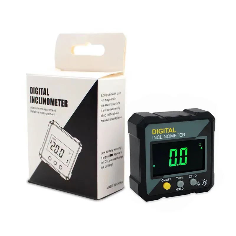 

4*90 Degree Mini Digital Protractor LCD Backlight Magnetic Inclinometer Protractor Precision Level Box for Woodworking