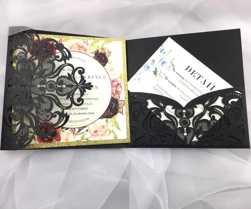 1 шт. свадебные приглашения карты серого золотого бордового цвета румяна