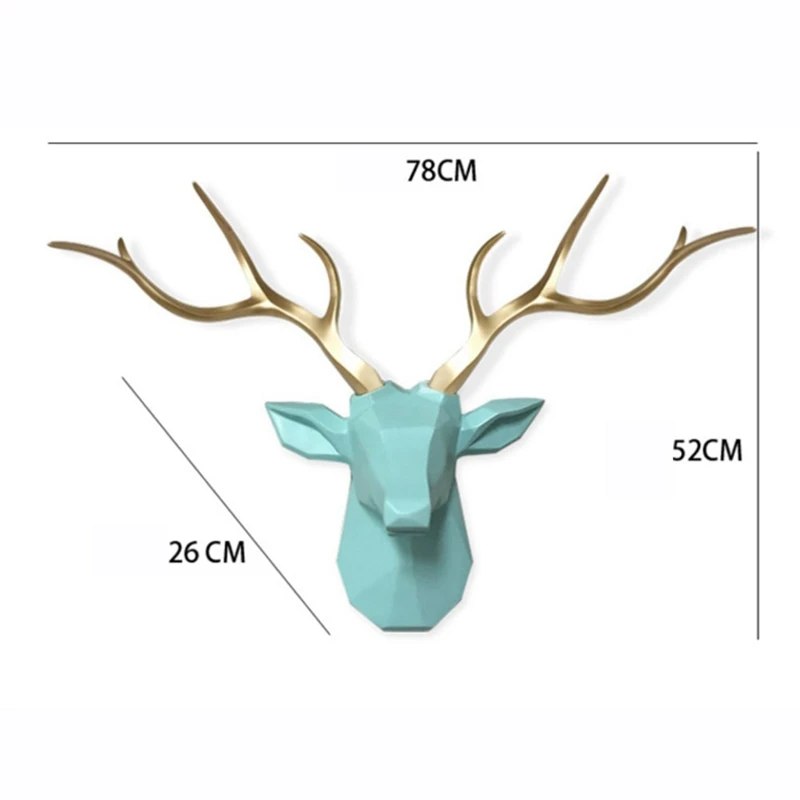 Escultura de cabeza de ciervo 3D extragrande, decoraci&oacute;n para colgar en la pared, estatua de ciervo, accesorios de decoraci&oacute;n para el hogar y la sala de estar-2