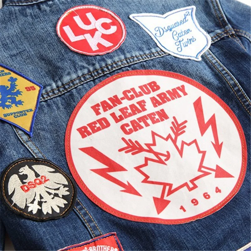 

Fall/winter new dsq men's worn-out slim denim jacket men's European and American style badge denim jacket long-sleeved trend