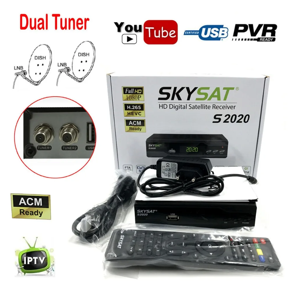 SKYSAT S2020 DVB-S2 H.265 Бразилия Duall тюнер спутниковый ресивер IKS SKS VOD ACM IPTV M3U Xtream-код HDMI