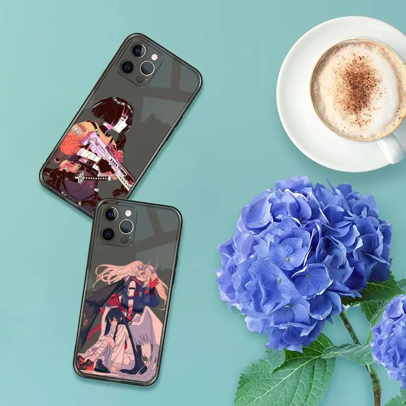 

Cartoon cool cute girl Phone Case For iPhone 7 8 11 12 X XS XR MINI Pro Max Plus Retro Black Grey clear transparent