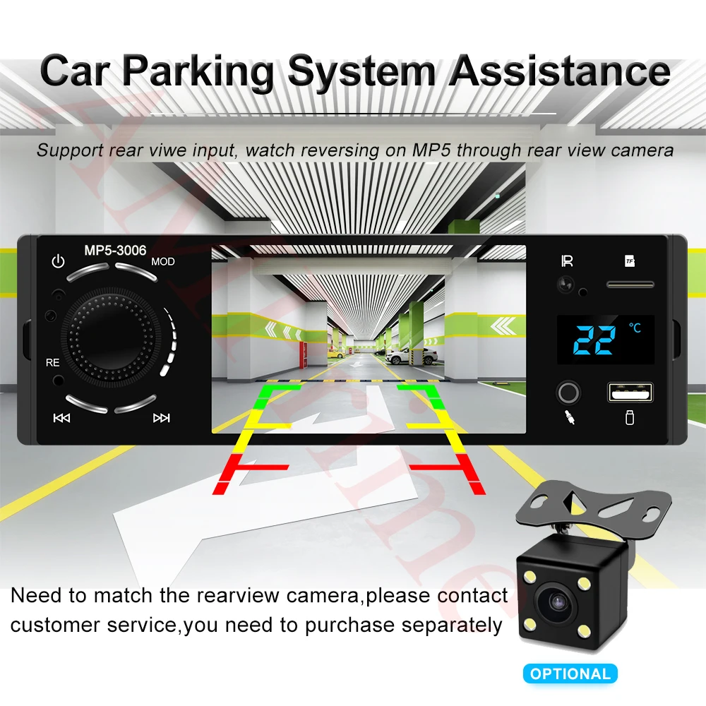 Авторадио AMPrime 1 din 4 &quotTouch Acreen Авто Аудио Зеркало Ссылка стерео Bluetooth Камера