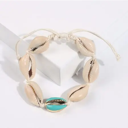 1pc Cowrie shell Bracelet femme Adjustable boho Macrame friendship Real Seashell 42-46 | Украшения и аксессуары