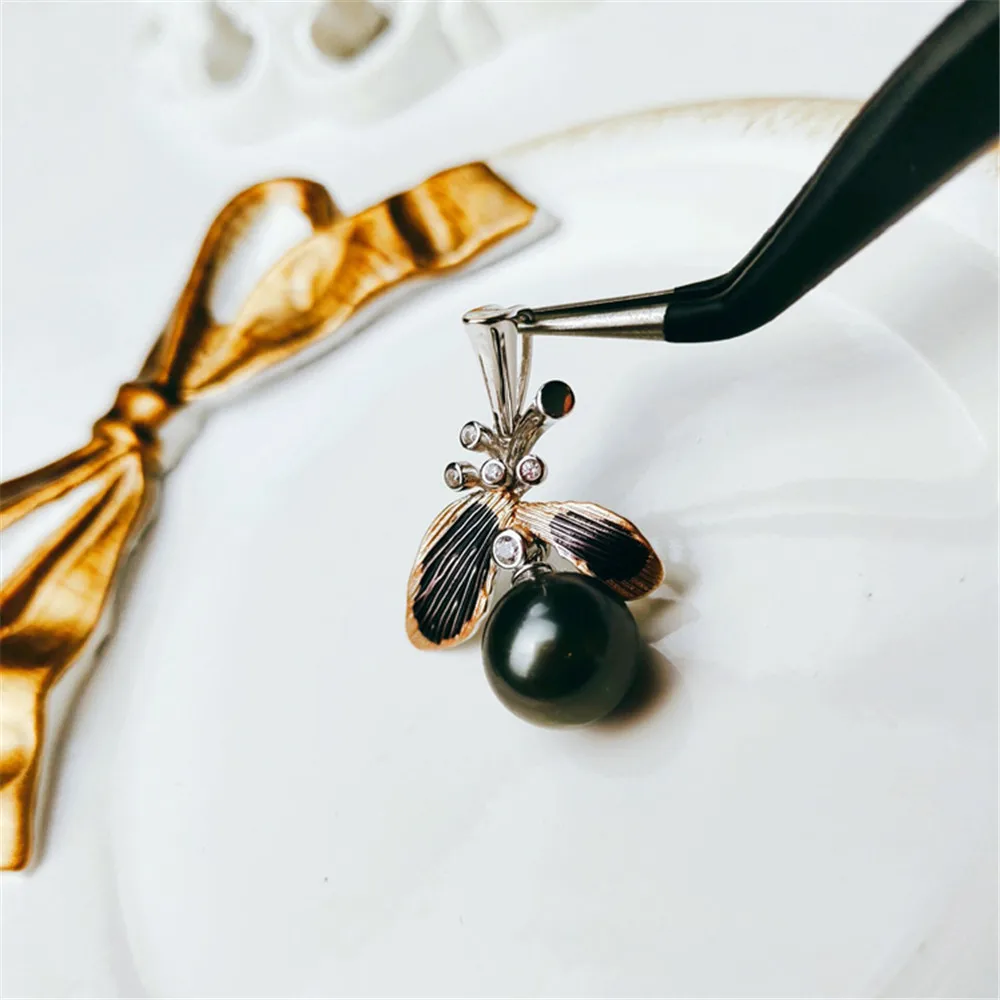 

S925 Sterling Silver Screw Eye Pin Bail Top Drilled Beads End Cap For DIY Pearl Charm Pendant Connectors Jewelry Making