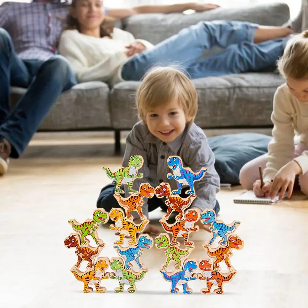 

Kids Wooden Animals Balance Board Game Educational Stacking Dinosaur Toys Dinosaur Early Educational Stacking Puzzle Toy
