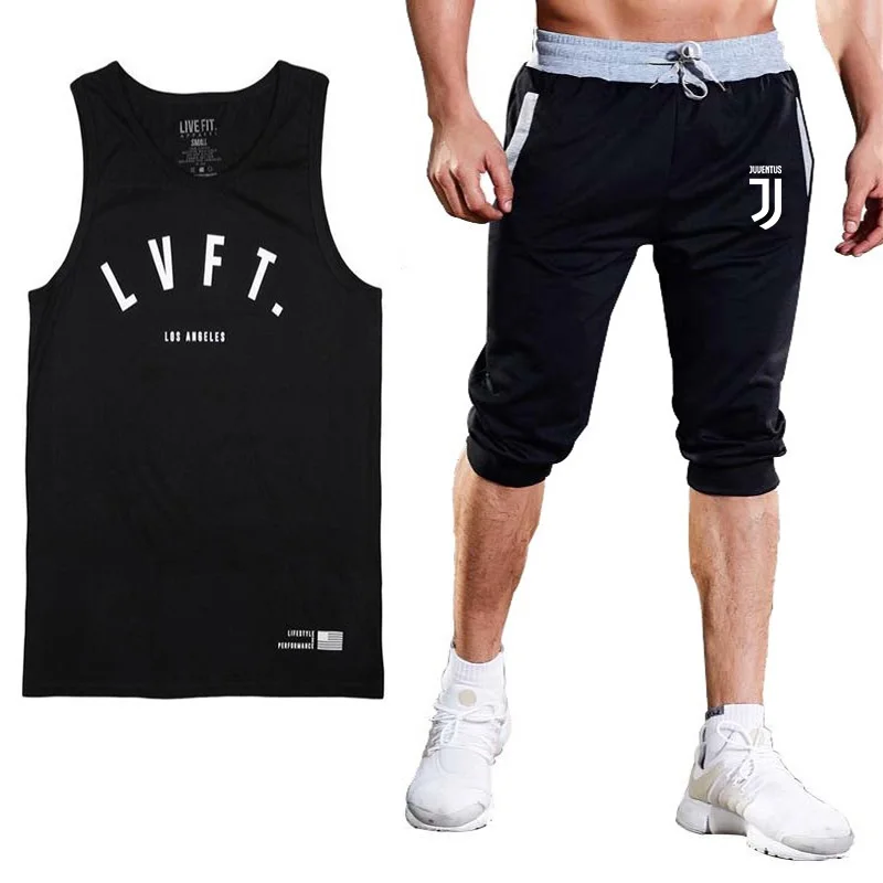 Брендовые мужские спортивные костюмы штаны для бега + футболки мужской