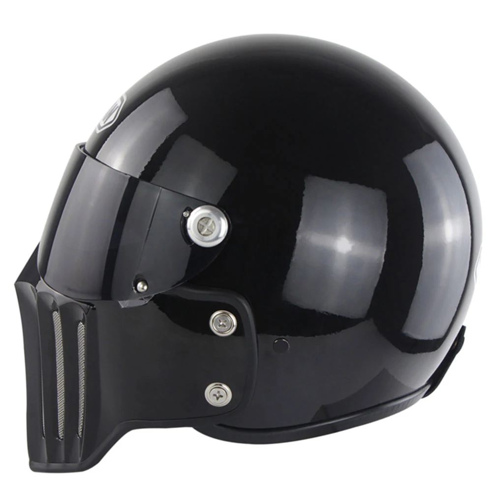 

Винтажный мотоциклетный шлем Knight Chopper, мотоциклетный шлем из стекловолокна, шлем на все лицо, черные мотоциклетные шлемы Cafe Racer