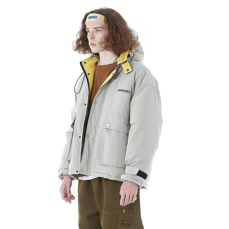 Однотонная мягкая теплая парка с капюшоном мужская пуховая куртка в стиле