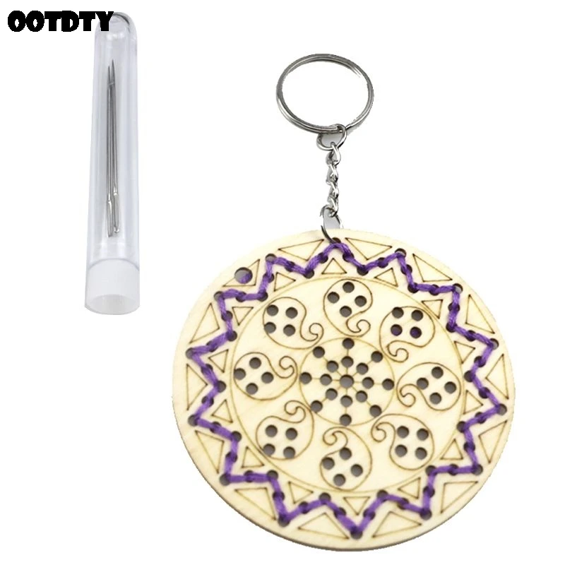 5 шт круглая деревянная вышивка крестиком брелок кольцо с резьбой Сделай Сам