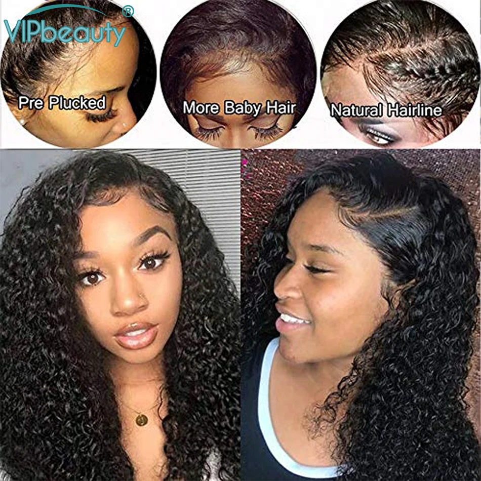 HD парик шнурка Вьющиеся парики из натуральных волос для черный Для женщин 13x6