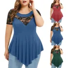 Лидер продаж размера плюс 5XL кружевное платье в цветочном принте, с вытянутым носом, T рубашки женская одежда летние пляжные вьетнамки больших размеров топы дамы оборками нерегулярные Blusas