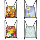 Популярная женская сумка на шнурке с принтом маргариток, школьный рюкзак для девочек, Женская Складная Экологически чистая сумка для хранения, лучший подарок