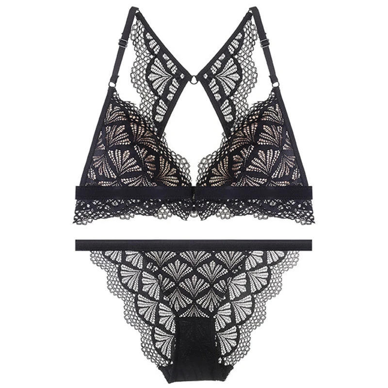 

Women's sexy thin lace underwear bra, no steel ring gathers, comfortable and breathable, beautiful back bra set WT060