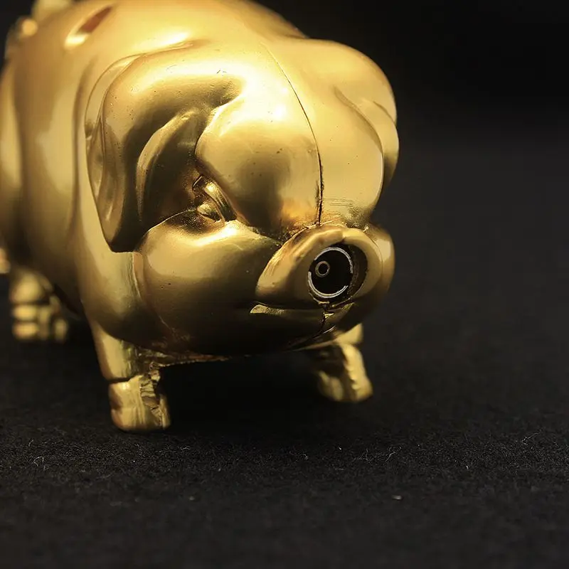 Металлическая Бутановая Зажигалка креативная Золотая свинка газовая зажигалка