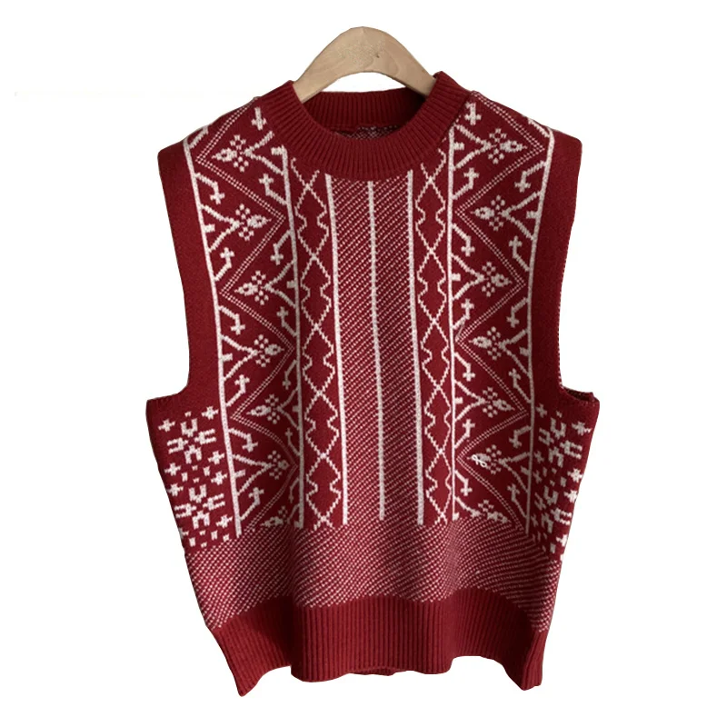 

2021 Spring Autumn Pullover Sweater Vest Female Vintage Loose O Neck Knitwear Sleeveless Jacket Women Casual Knit Tank Tops