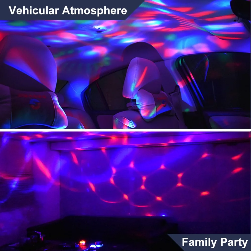 Автомобильная светодиодная автомобильная лампа USB окружающий свет DJ RGB мини
