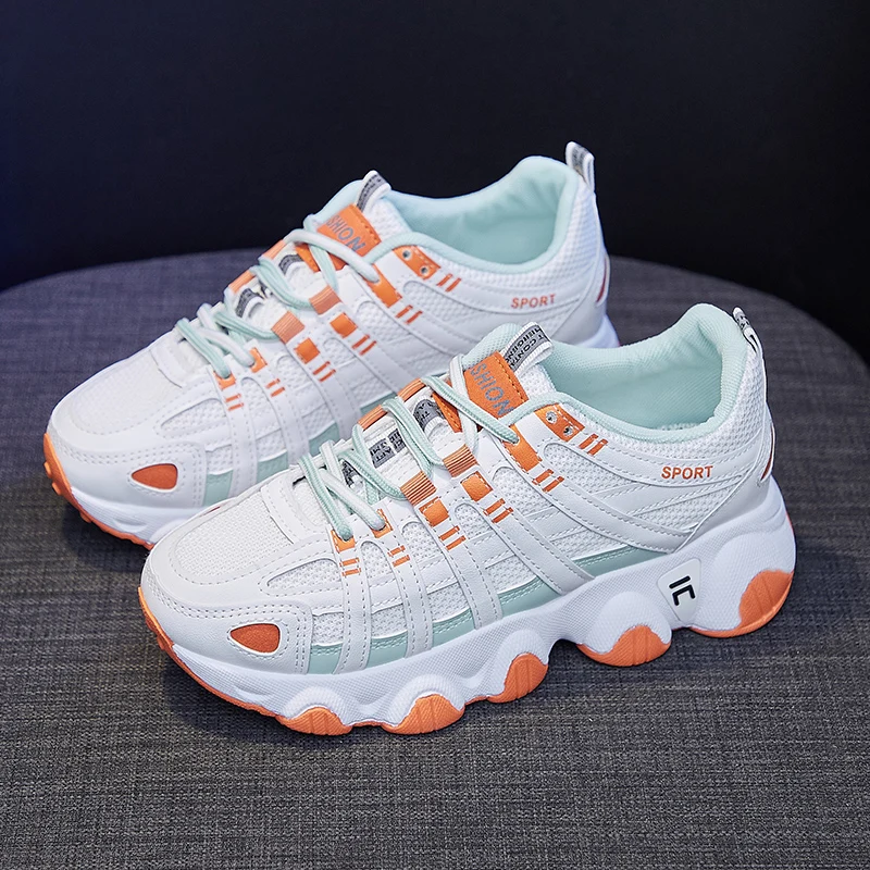 

Fashion Sneakers Women Sport Casual Shoes Low top Lace up Breathable Women's Vulcanize Shoes Stripe Leisure Ladies Shoes