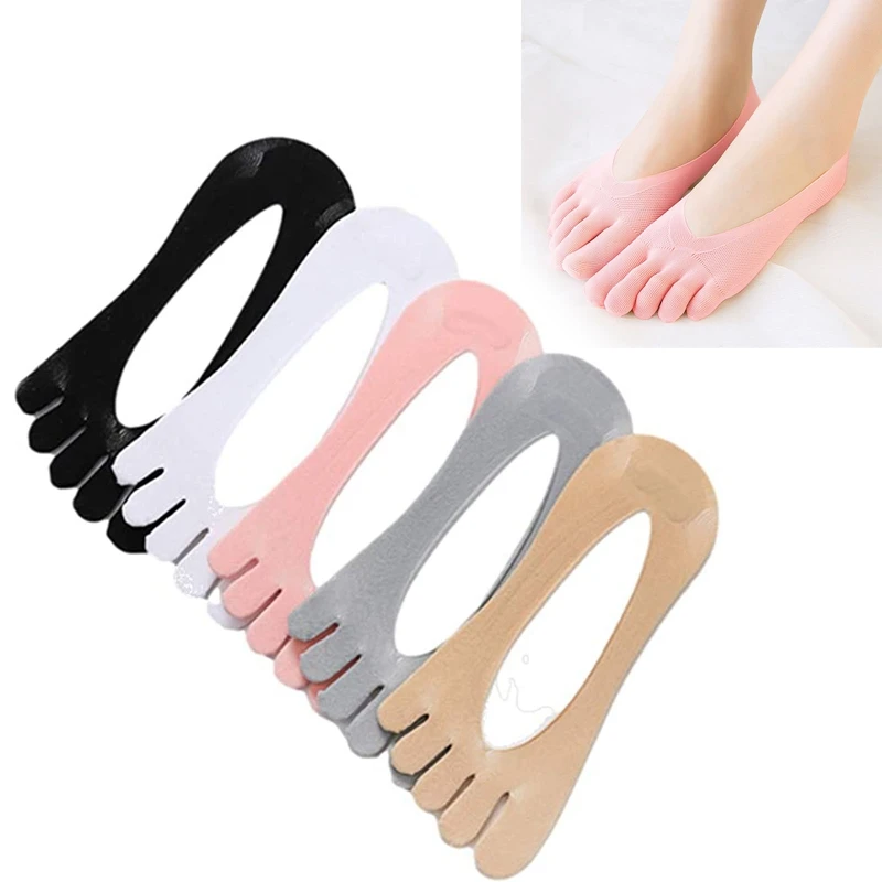 

5 пар/компл. Для женщин летние пять пальцев носки женский ультратонкий носок с пятью пальцами невидимые носки с ворсом; С силиконовой нескол...