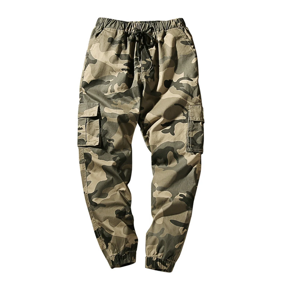 

2020 Mens Joggers Autumn Pencil Pants Men Trousers Casual Camouflage Ankle-tied Multi-pockets Cotton Sport Ninth Pants Trousers