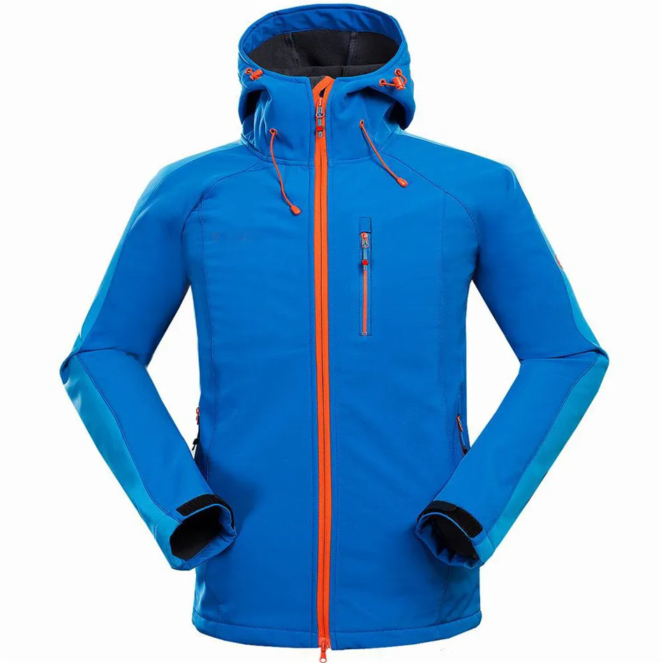 

Outdoor Hiking Camping Leisure Sports Jacket Windproof Fleece Jackets Waterproof Soft Shell Windbreaker Men's Hooeded Ski Coat