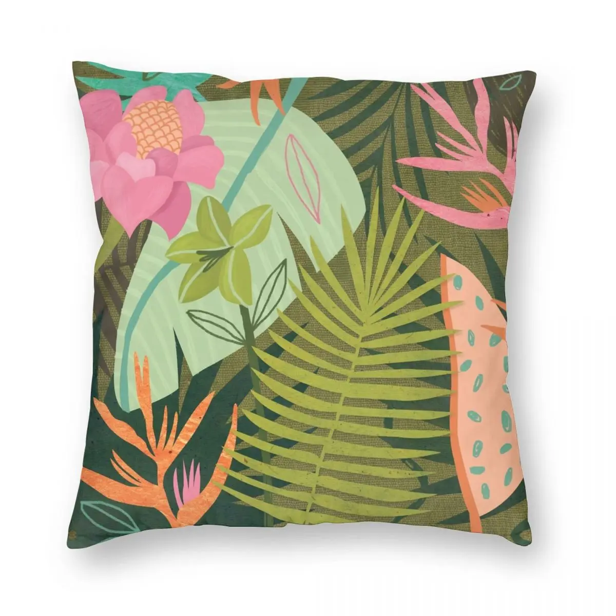 

Totally Tropical Square Pillowcase Polyester Linen Velvet Creative Zip Decor Pillow Case Room Cushion Cover