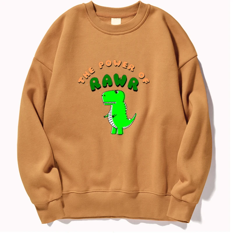 

Cute Dinosaur The Power Of Rawr Harajuku Crewneck Women's Men Retro Hoodie Long Sleeve Tops Fashion Sweatshirt Pullovers Hoodies