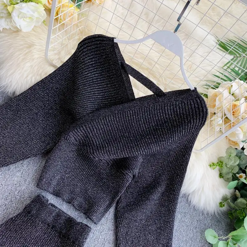 Женский трикотажный комплект из двух предметов с люрексом Gaganight весенне-осенний