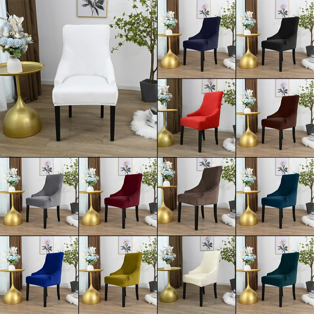 

Velvet Sloping Arm Chair Cover Wing Back King Back Chair Covers Armchair Seat Slipcover for Hotel Party Banquet