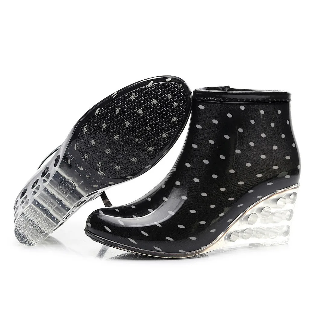 

Women Plus Size Rain Boots Wedges Short Tube Non-slip Waterproof Water Shoes Flat bottom Wedge Women Boots Street Style Shoes A1