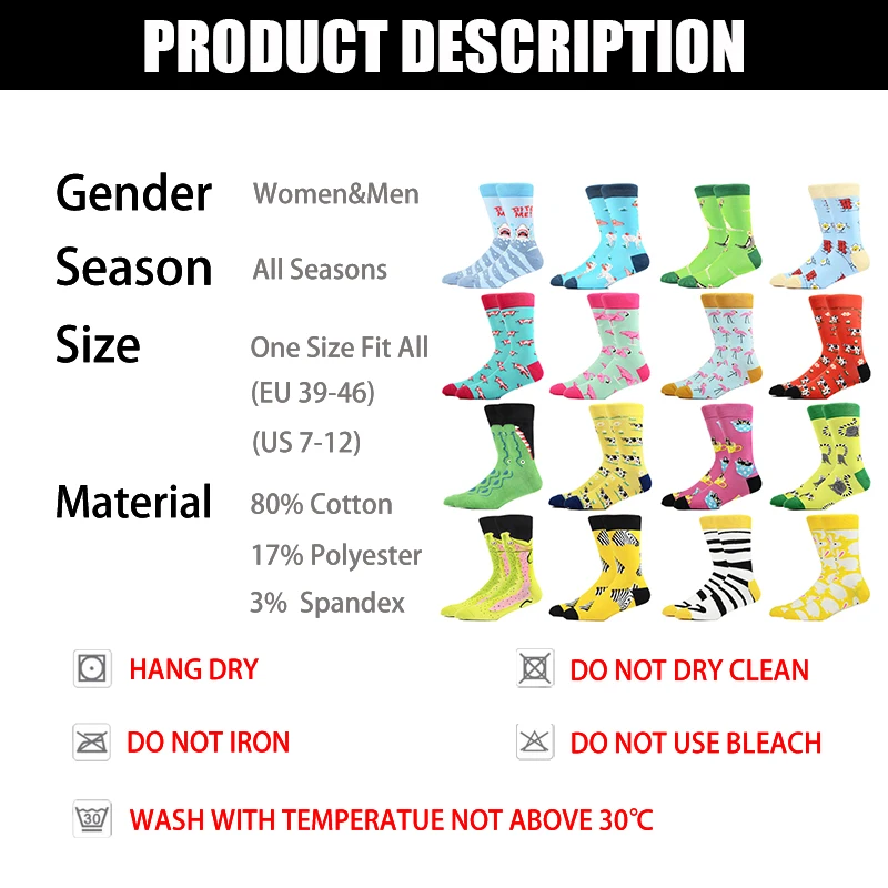 

Harajuku Novelty Unisex Socks Flamingo Zebra Cow Animal Printing Cotton Socks Funny Happy male Socks Christmas Gift