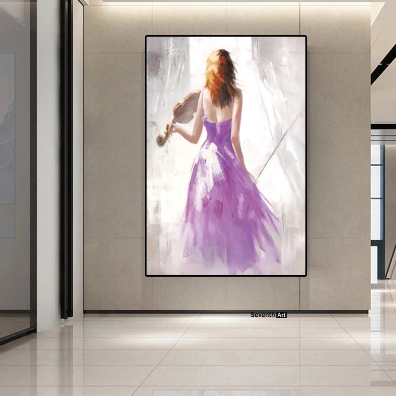 

Modern Art Oil Painting Music Dancing Girl Canvas Oil Painting MUSIC AND DANCING Posters and Prints Girl Bedroom Decoration