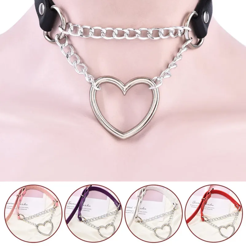 TTLIFE панк рок металлический круглый Чокер Ожерелье Сердце искусственная кожа