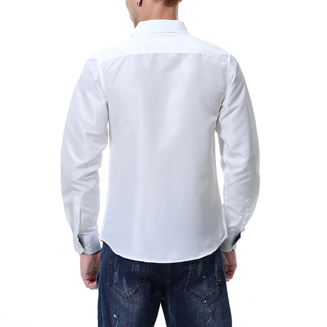 

2019 New Men's Polka Dot Patchwork Shirts Male Slim Fit Long Sleeve Shirts Male Black White Blue Casual Business Tops M-3XL
