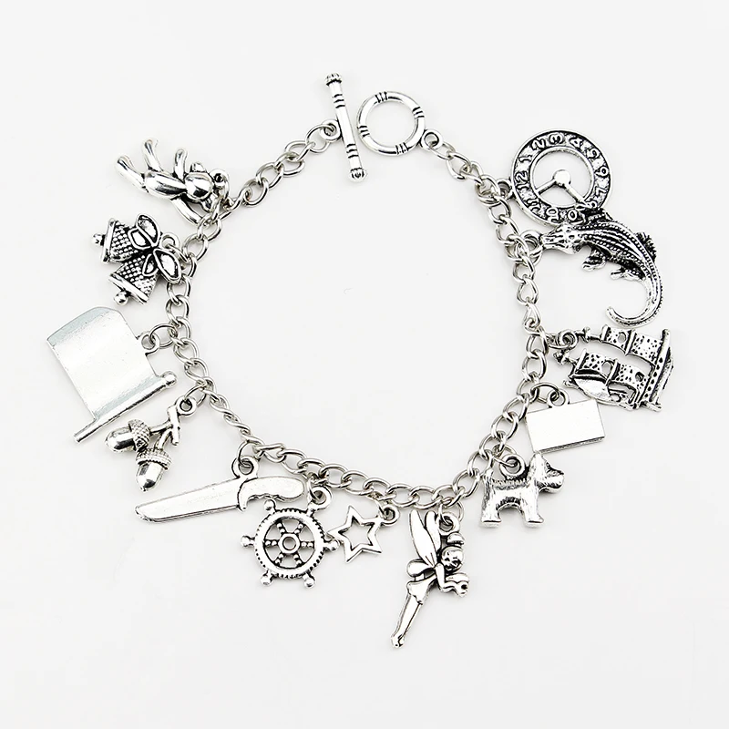 Silver Горячая Мода Мультфильм арахис Charlie Коричневый 9 тематические амулеты Ассорти металлический Шарм-браслет для детей лучший праздник подарки - Окраска металла: Silver