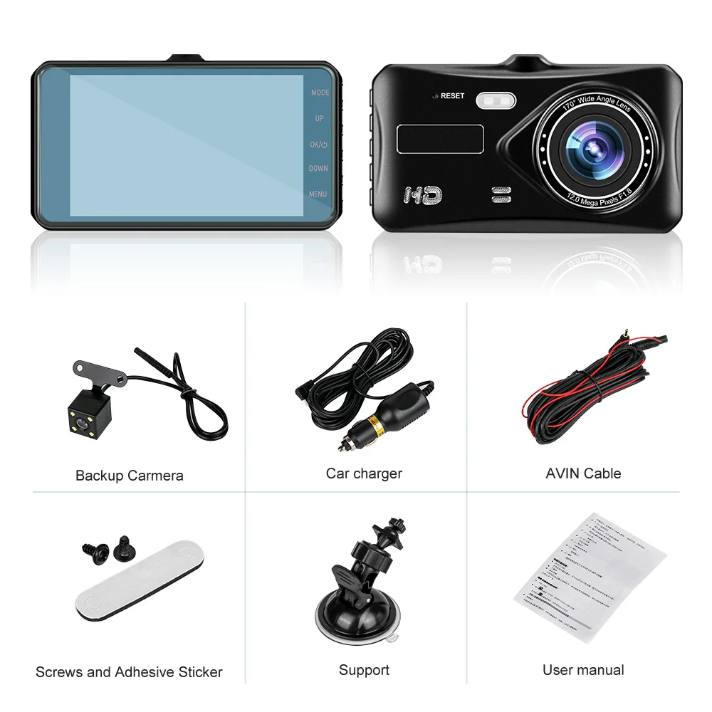 

4" HD 1080P Car Dash Cam DVR Camera Digital Dashcam Touch HD Screen Loop Recording Night Vision G-sensor WDR DVRS Video Recorder