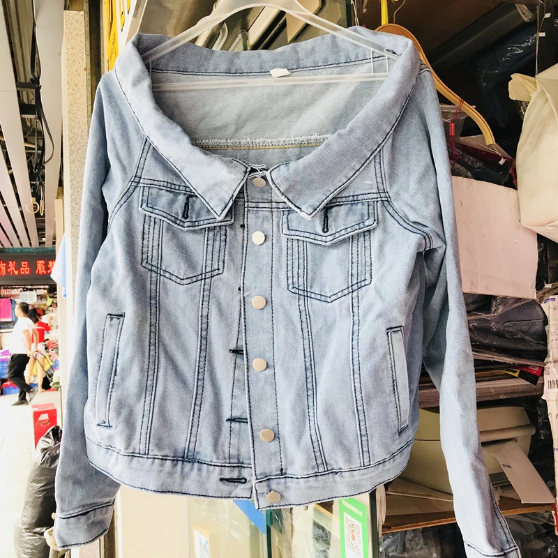 Укороченная короткая джинсовая куртка женская модный пикантный укороченный топ