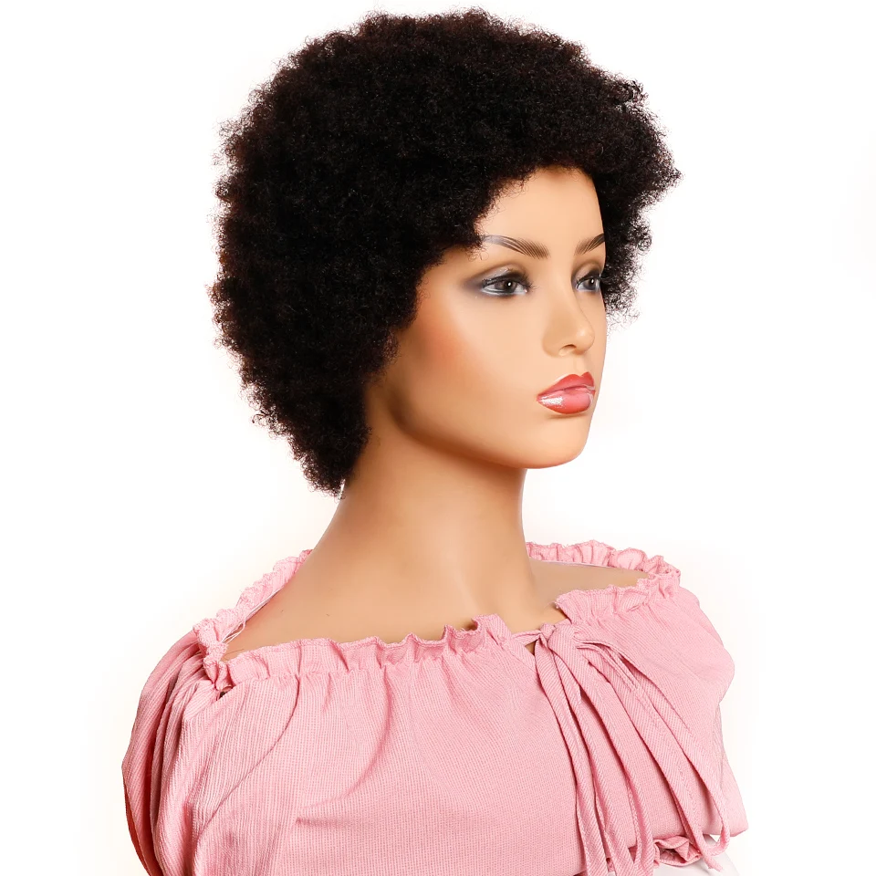 Парики из коротких натуральных волос афро предварительно выщипанные