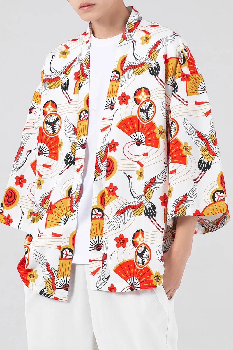 Летняя мужская одежда свободного покроя Kimomo с открытой строчкой Мужская Вышивка