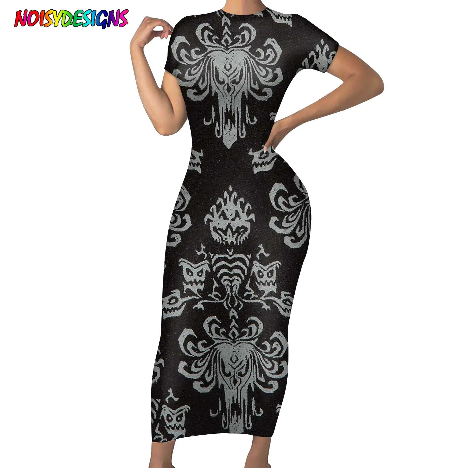 Dress Cool Haunted Mansion Pattern Bodycon For Teen Girls Elegant Party Robe