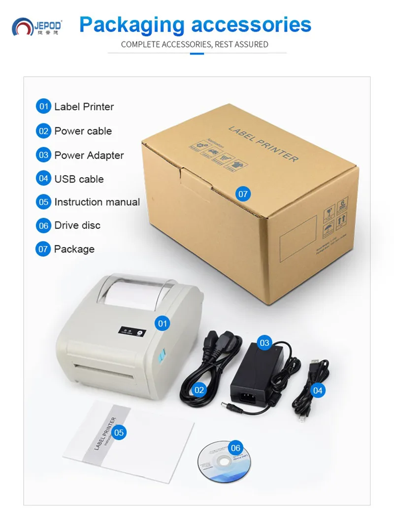 

NEW!JEPOD JP-9210 large width printer 4 inch express waybill label printer USB/Bluetooth portable thermal printer