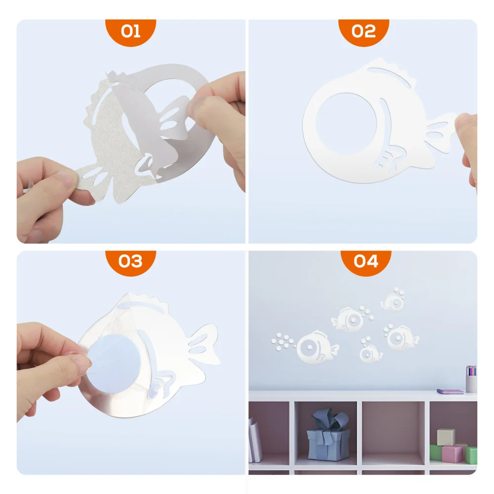 VORCOOL 3D акриловая Наклейка на стену Зеркальная С Рыбками и пузырьками экологичные