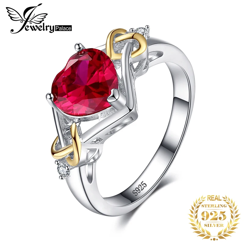 Jewelrypalace Любовь Узел Сердце 2.5ct создан красный рубин Обручение кольцо